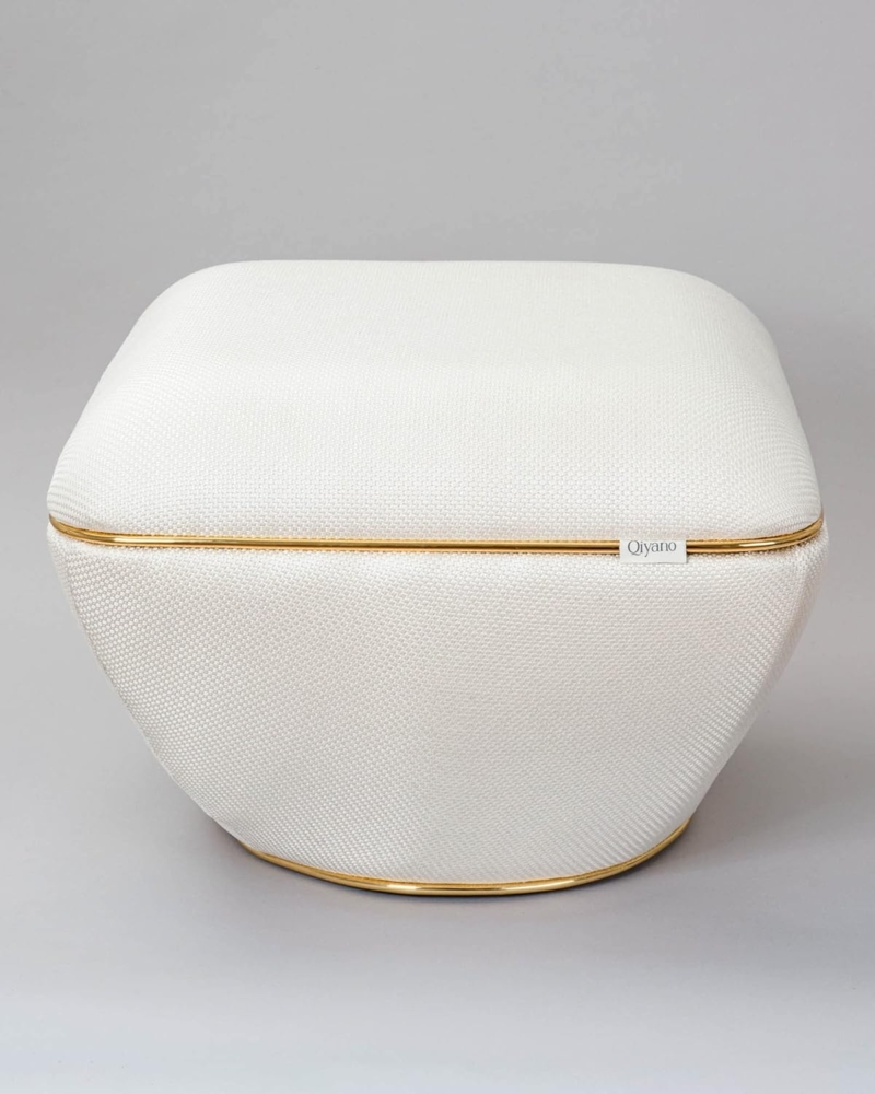Qiyano Hocker Moderner Sitzpouf Struktur Beige, Wohnzimmer, Langlebig (1 St) Bild 1