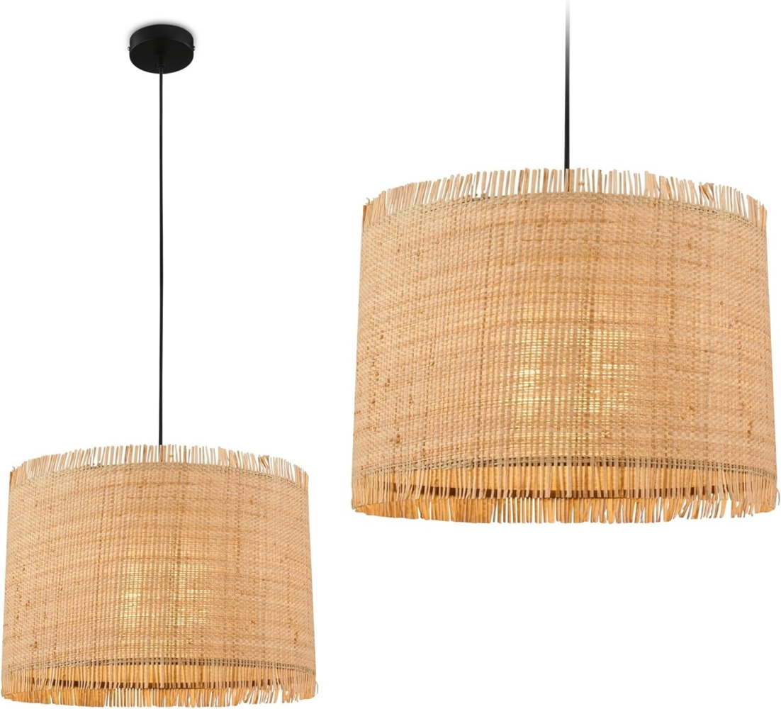 Briloner Leuchten LED Pendelleuchte Hängelampe Natur Stroh Bast 1-&3-flammig 485X, ohne Leuchtmittel, Abhängig vom Leuchtmittel, Hängelampe Natur max. 10W Esszimmer Wohnzimmer Küche Bild 1