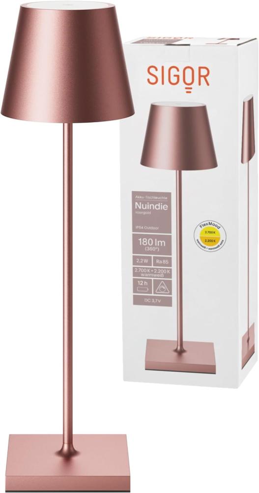 LED Tischleuchte, roségold, Touchdimmer, Akku, H 38 cm Bild 1