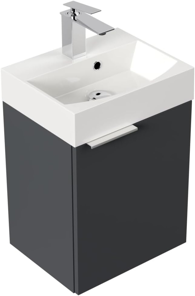 Gäste WC Badmöbel Kubus Slimline 40cm SoftClose grafit : Grafit Bild 1