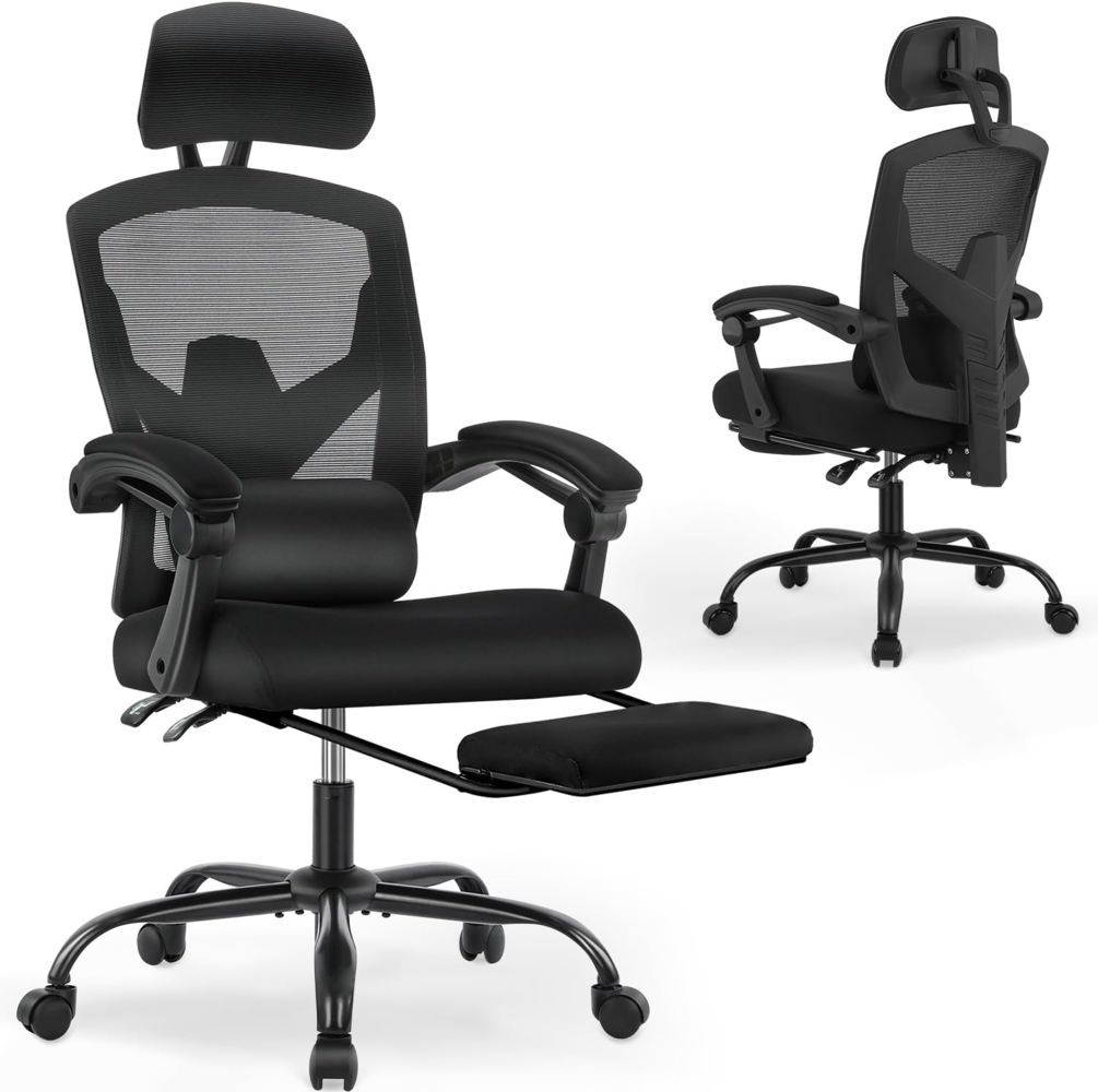 DUMOS Bürostuhl Ergonomisch EIN Schreibtischstuhl mit Komfortarmlehnen Ausgestattet mit Einer Bequemen Lendenwirbelstütze und Fußstütze Office Chair Geeignet für Zuhause Bild 1