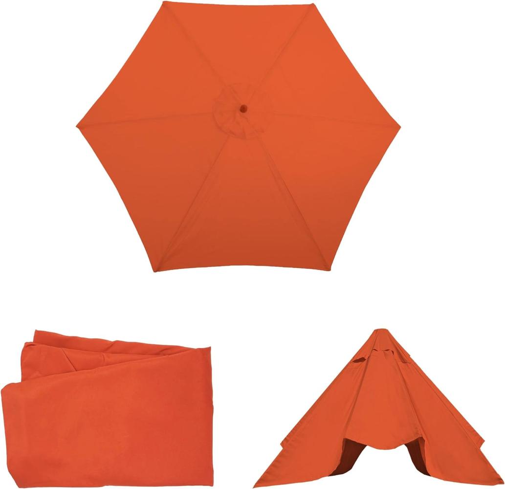 Ersatz-Bezug für Sonnenschirm Florida, Sonnenschirmbezug Ersatzbezug, Ø 3m Polyester 6 Streben ~ terracotta Bild 1