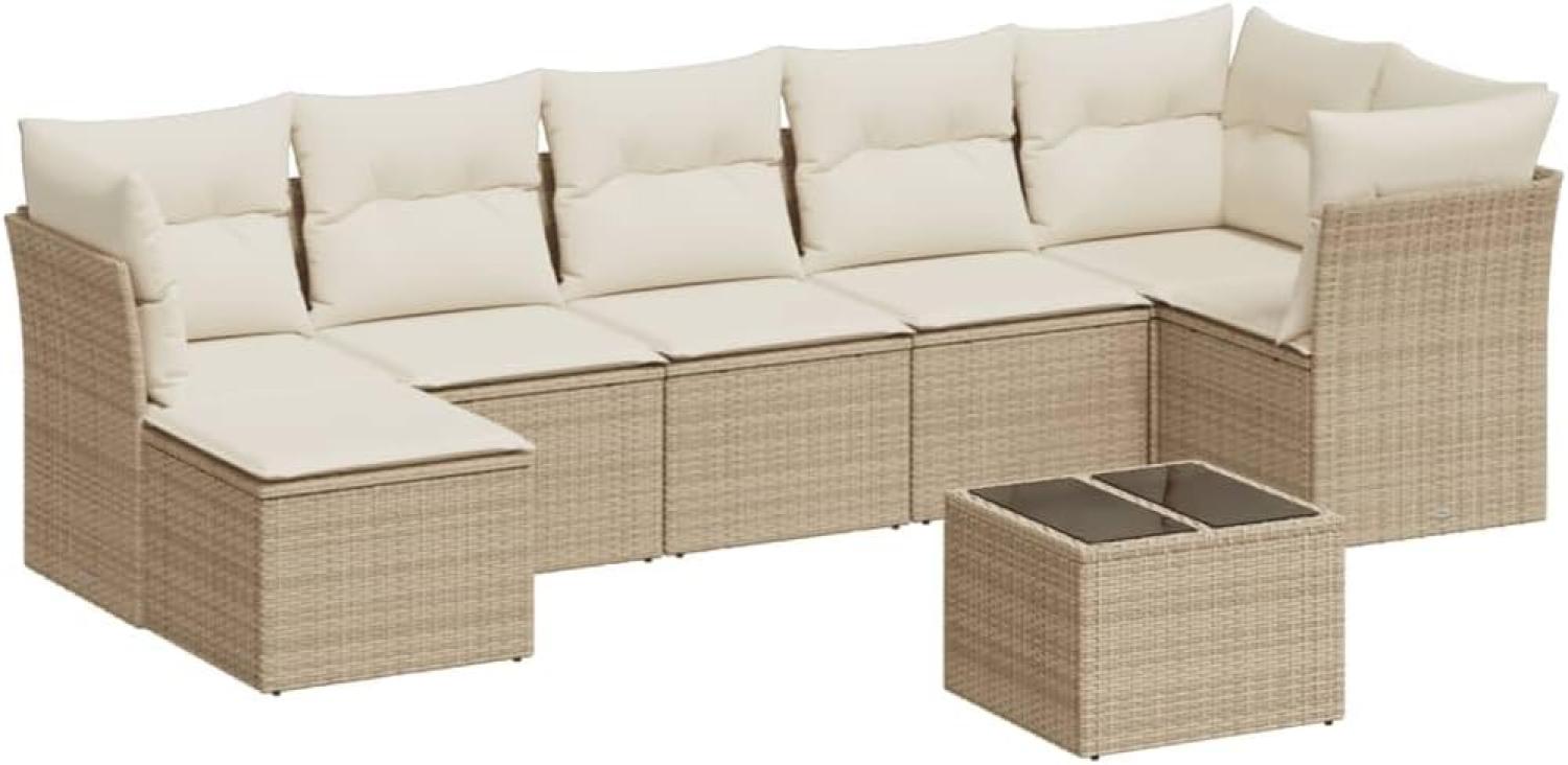 vidaXL 8-tlg. Garten-Sofagarnitur mit Kissen Beige Poly Rattan 3249817 Bild 1