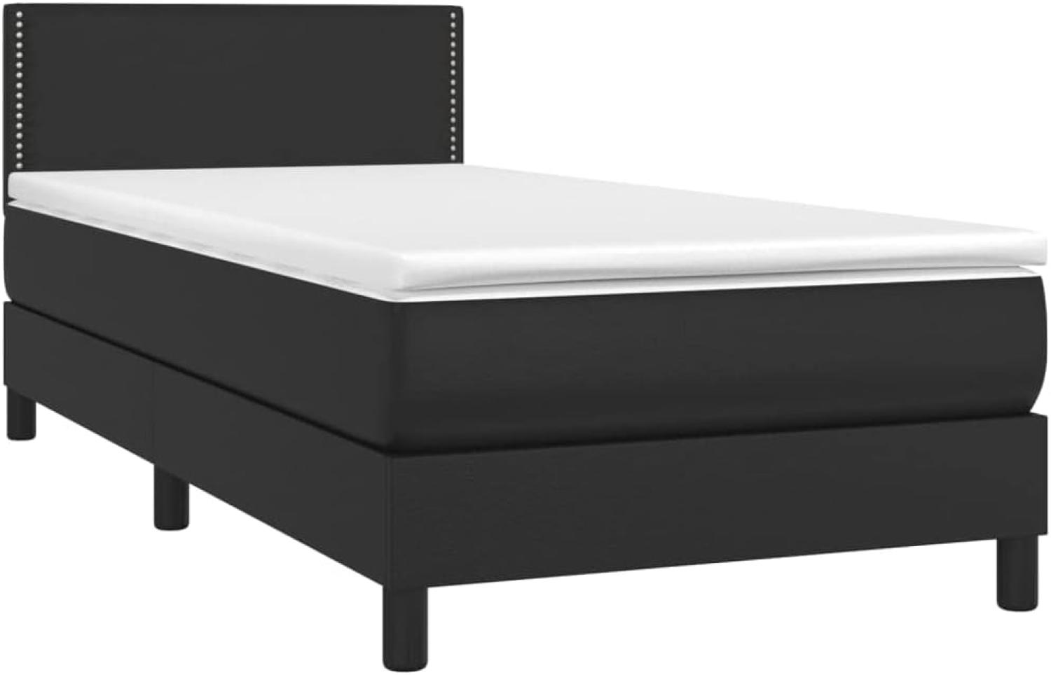 vidaXL Boxspringbett mit Matratze & LED Kunstleder Schwarz 80 x 200 cm, Härtegrad: H2 [3134129] Bild 1