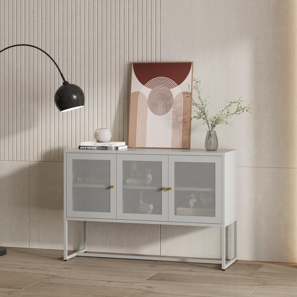 Sideboard Sund mit 3 Türen Stahl Grau [en. casa] Bild 1