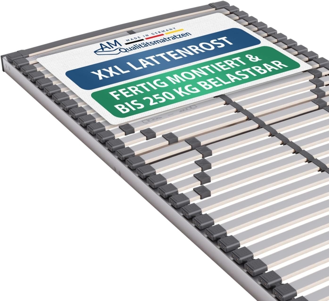 AM Qualitätsmatratzen Stabiler Lattenrost 140x220 cm - bis 240 kg belastbar - fertig montiert - XXL Lattenrost in 140x220 cm Überlänge - Auch bei Übergewicht geeignet Bild 1