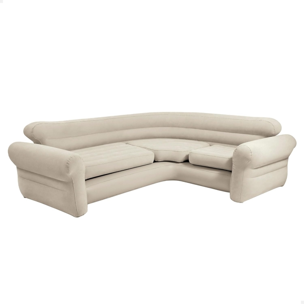 Intex 'Aufblasbares Ecksofa/Couch 257 x 203 x 76 cm', 2-in-1-Ventil, beige Bild 1