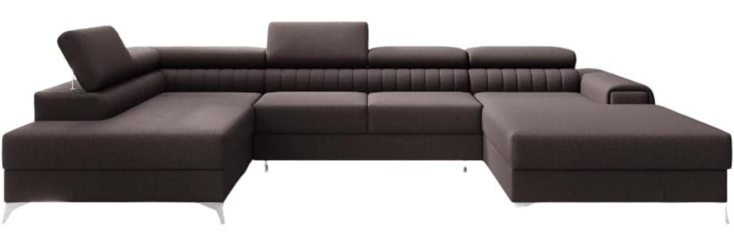 Designer Sofa Collina mit Schlaf- und Klappfunktion Stoff Dunkelbraun Links Bild 1