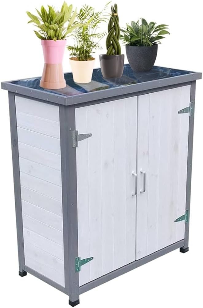 Melko Garten-Geräteschrank Geräteschrank Gartenschuppen Gartenschrank Aufbewahrungsschrank, BxT: 75x40 cm, Dezente Panel-Optik in modernem weiß/grau Bild 1