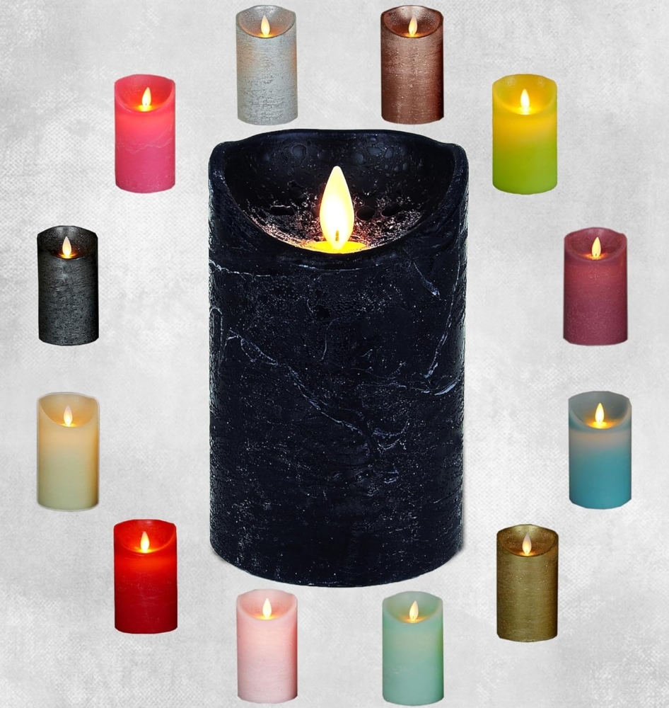 LED Echtwachskerze Wachskerze Stumpenkerze Kerze mit Timer flammenlos blau Bild 1