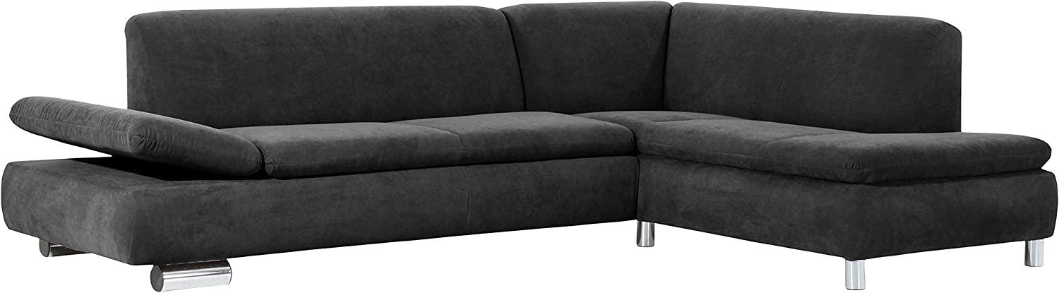 Terrence Ecksofa Veloursstoff Anthrazit Metallfüße verchromt Bild 1