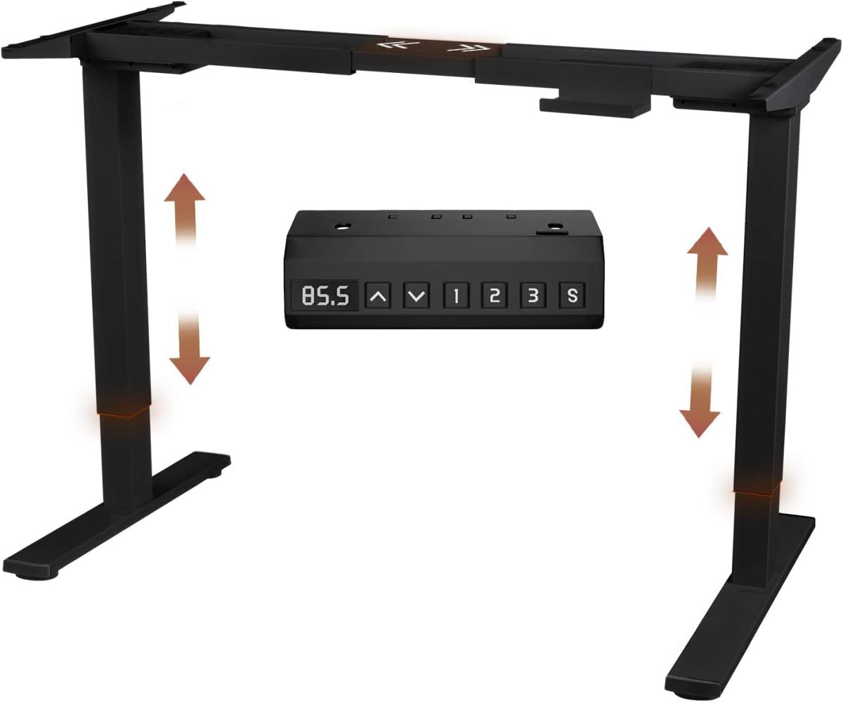 Devoko Elektrisch Tischgestell mit Kollisionsschutz, Überlastungsschutz und Soft-Start/Stopp-Funktion, 2X Teleskop Höhenverstellbarer Schreibtisch, Schwarz, 120kg Belastbarkeit mit 2 Motoren Bild 1