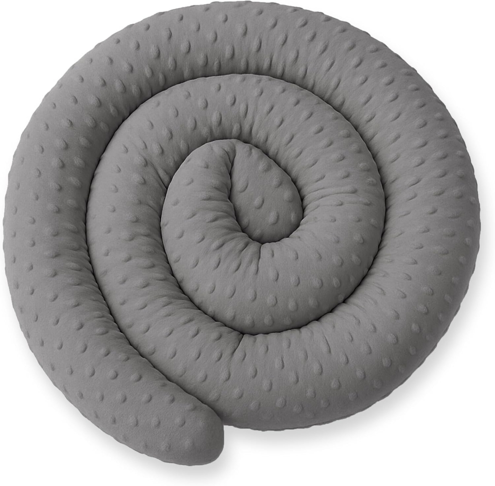 XXL 300 cm Bettschlange für Allergiker Bettkissen Stillkissen Bettrolle Zierkissen Bettumrandung Schlange Handmade 100% Minky ekmTRADE (94 – Minky Dunkelgrau, 300 cm) Bild 1