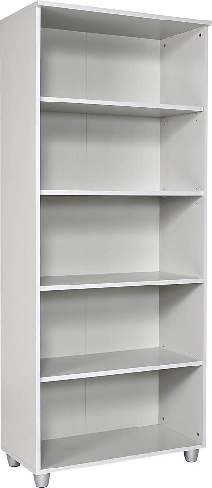 Furni24 Aktenschrank mit Fächern – Holzschrank fürs Büro und Homeoffice, mit 4 verstellbaren Regalbrettern, Ordnerregal Bücherschrank – Grau, 190x80x40 cm Bild 1