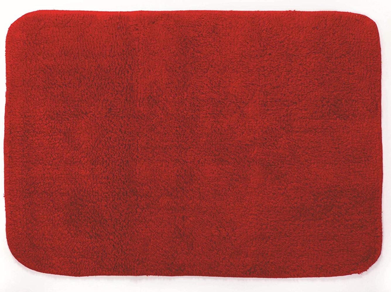 Spirella Badteppich Badematte Duschvorleger CAMPUS 100% Baumwolle Hochflor | flauschig | rutschhemmend | geeignet für Fußbodenheizung | 50x70 cm | Rot Bild 1