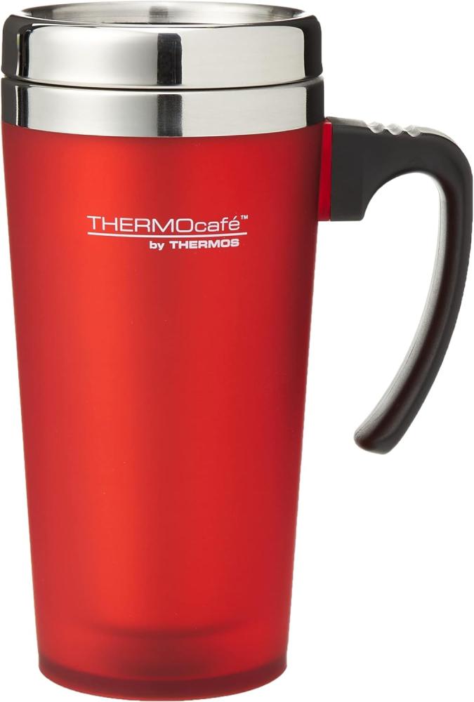 ThermoCafé Thermobecher, Kunststoff und Edelstahl, weicher Griff, 420 ml, Soft Touch Red, 420 ml Bild 1