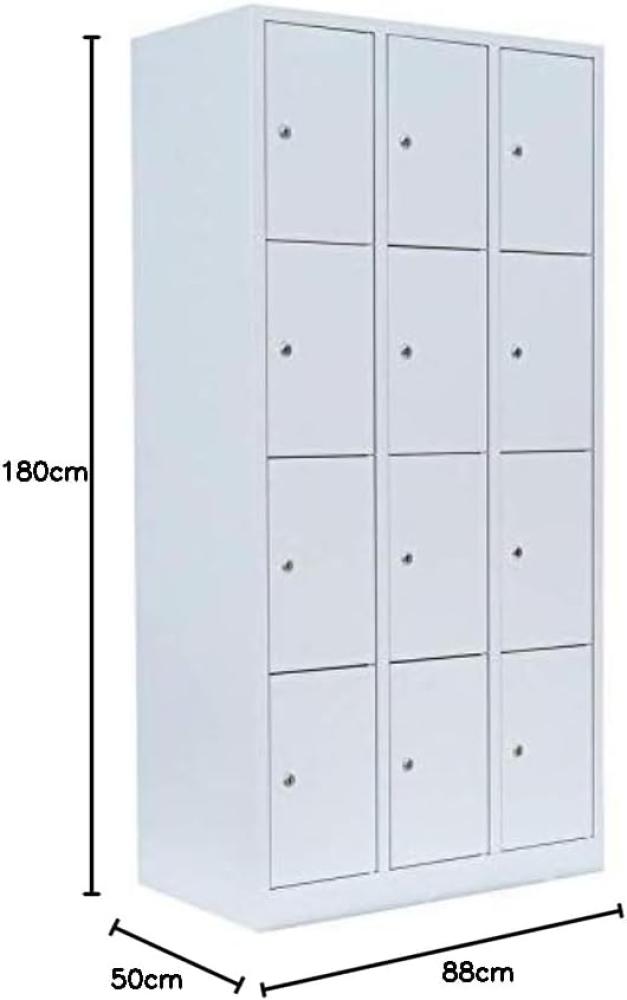 Schließfachschrank Wertfachschrank Fächerschrank Spind Umkleideschrank 12 Fächer-Spint Lichtgrau 520430 Bild 1