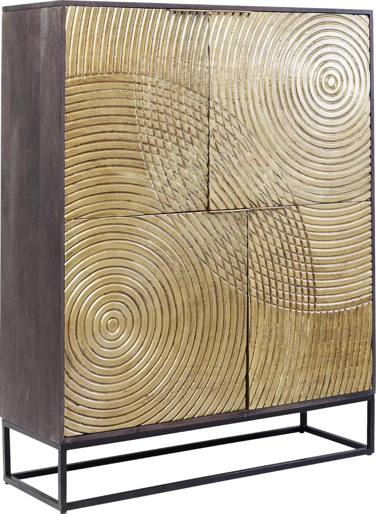 Kare Design Schrank Circulo, Massivholz Schrank, verzierter, glamuröser Schrank für Esszimmer oder Wohnzimmer, kunstvoller Schrank, (H/B/T) 150x120x40, Gold Bild 1