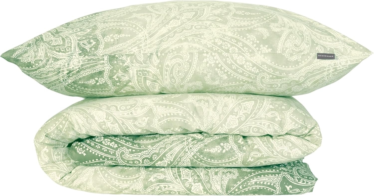 Schiesser Bettwäscheset Claire - Renforcé - 2-teilig - 135 x 200 cm - Grün Bild 1
