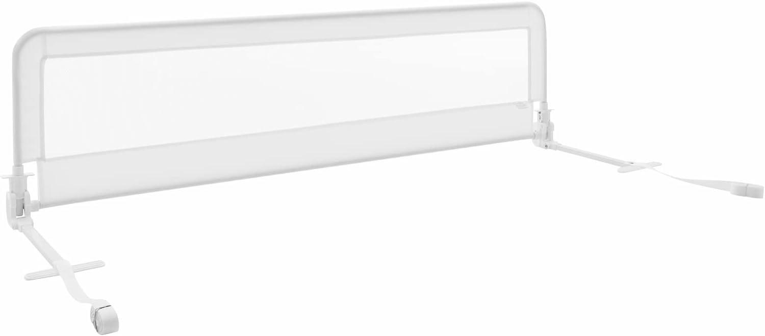 COSTWAY Herunterklappbares Bettgitter, Babybettgitter mit Befestigungsgurt, Höhenverstellbares Bettschutzgitter, Rausfallschutz für Doppelmatratzen, Queensize, Kingsize (Weiß, 150cm) Bild 1