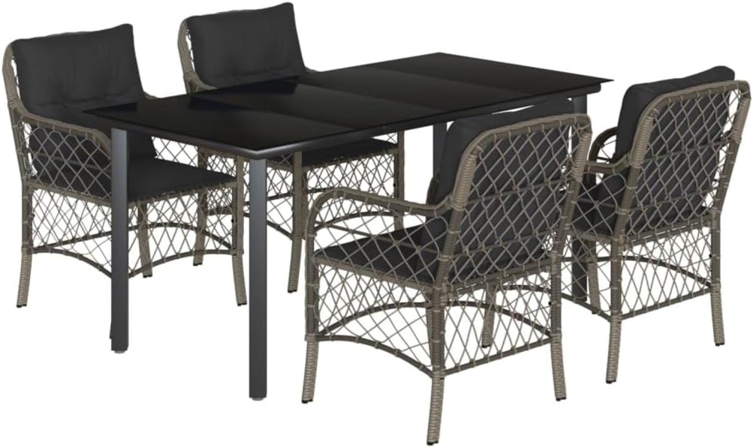 vidaXL 5-tlg. Garten-Essgruppe mit Kissen Grau Poly Rattan 3212134 Bild 1