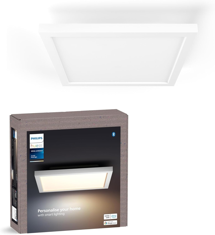 Philips Hue White Ambiance Aurelle Panelleuchte weiß inkl. Dimmschalter, 30x30 cm, dimmbar, alle Weißschattierungen, steuerbar via App, kompatibel mit Amazon Alexa, neue Generation Bild 1