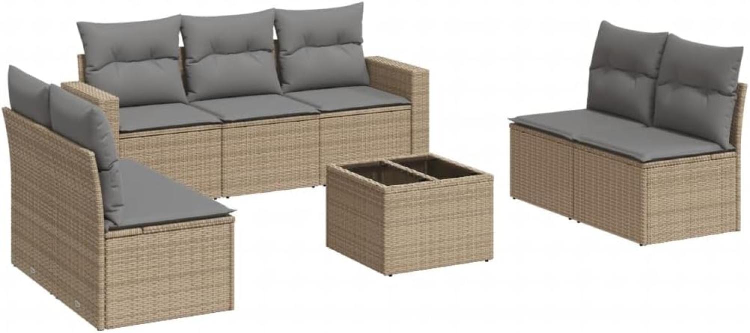 vidaXL 8-tlg. Garten-Sofagarnitur mit Kissen Beige Poly Rattan 3251176 Bild 1