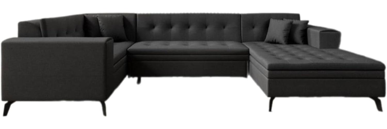 Designer Sofa Neola mit Schlaffunktion Stoff Schwarz Rechts Bild 1