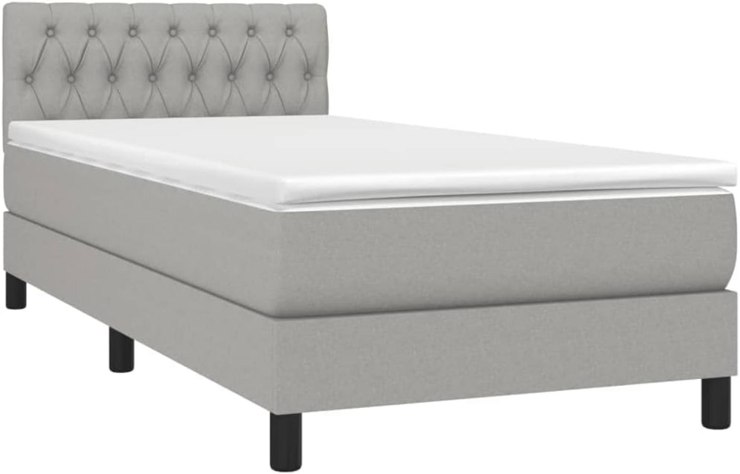 vidaXL Boxspringbett mit Matratze Hellgrau 100x200 cm Stoff 3140273 Bild 1