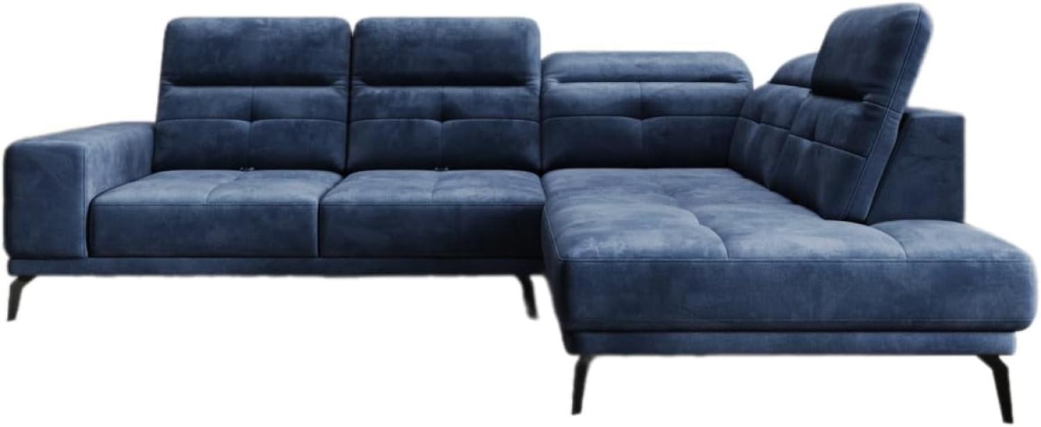 Designer Sofa Isabella mit verstellbarer Kopf- und Rückenlehne Samt Blau Rechts Bild 1