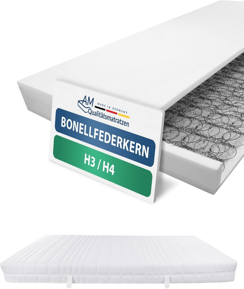 AM Qualitätsmatratzen Bonellfederkernmatratze, H3/H4, Höhe 19 cm, 90x200 cm Bild 1