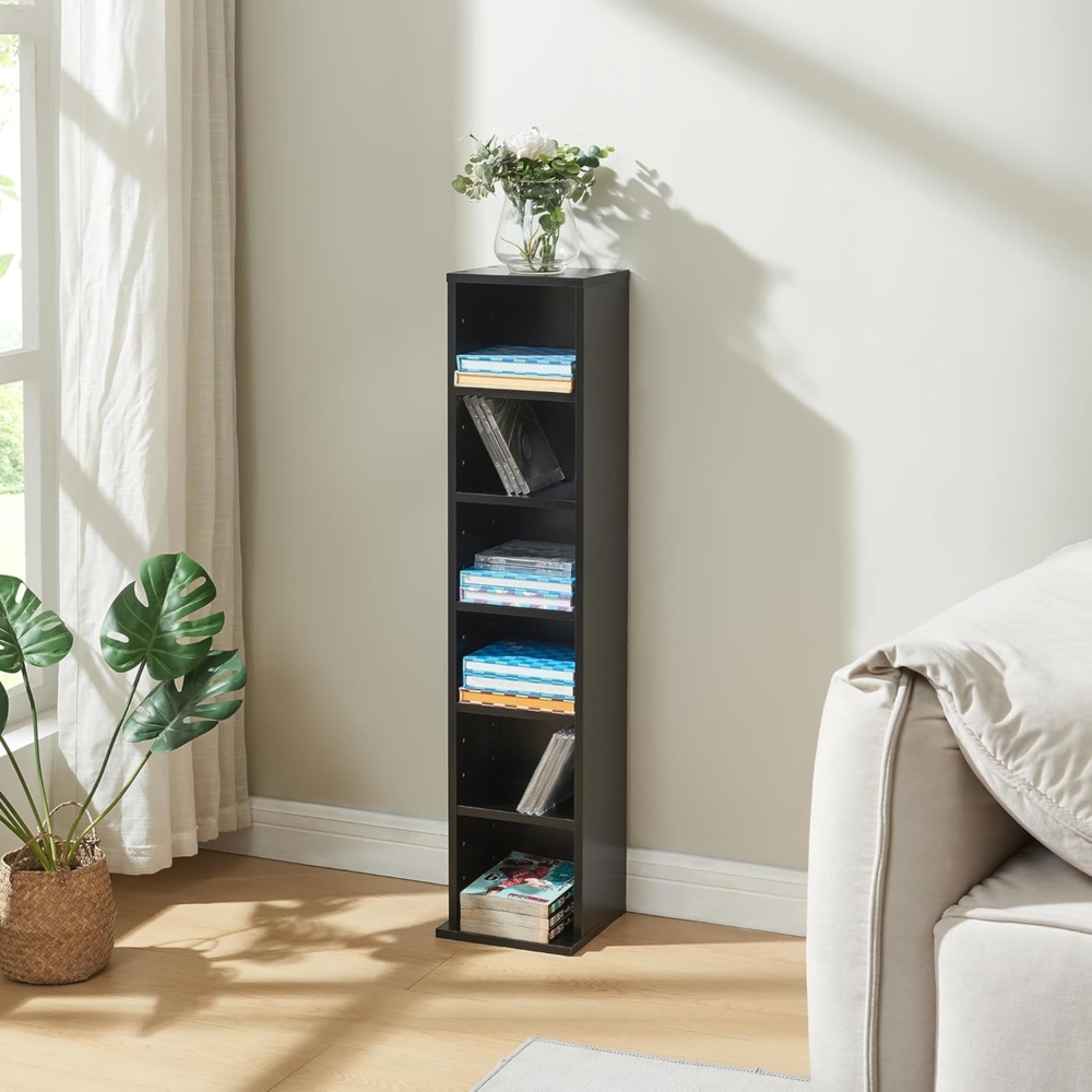 CD Regal Tynset 90x20x20 cm mit 6 Fächern Schwarz [en. casa] Bild 1