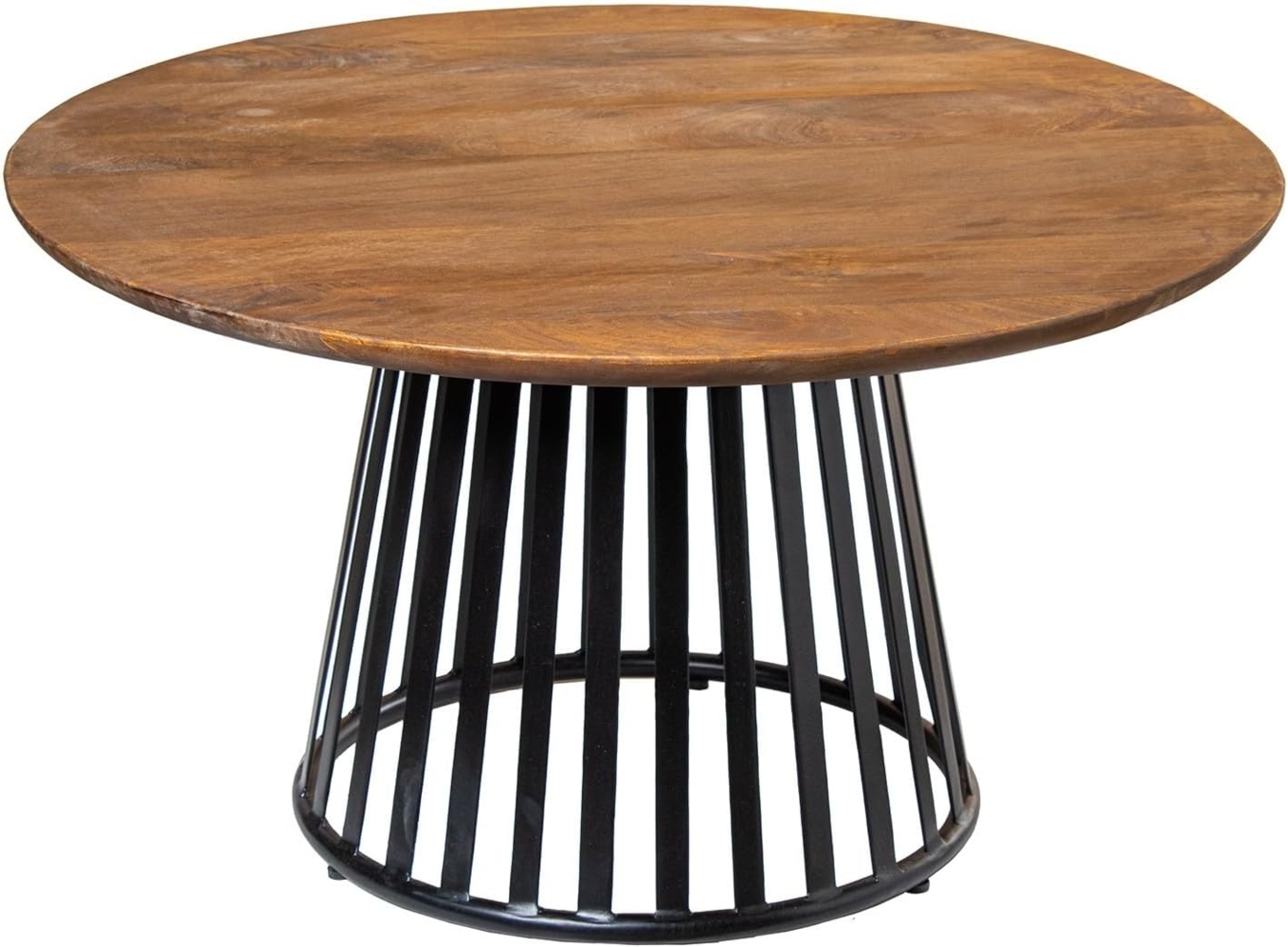 DRW Runder Couchtisch aus Holz und Metallfuß in Natur und Schwarz, 80 x 80 x 45 cm Bild 1