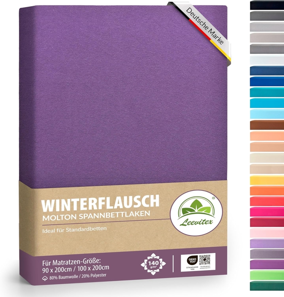 leevitex® Spannbettlaken für kalte Nächte – angenehm weich, passgenau, farbstark & pflegeleicht, Gummizug: Rundum Bild 1