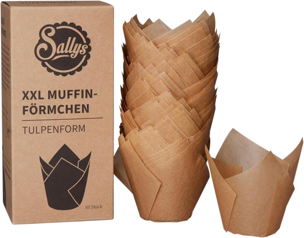 Sallys Muffinform Papier - Muffinförmchen Tulpenform, 60 Stück Bild 1