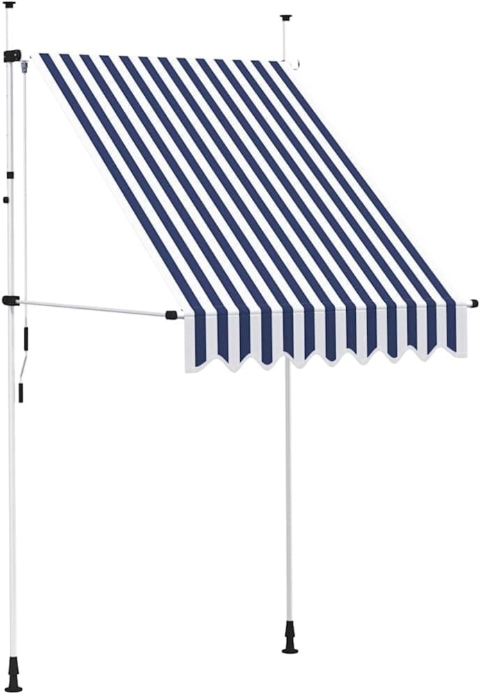 vidaXL Einziehbare Markise Handbetrieben 150 cm Blau/Weiß Gestreift 43219 Bild 1