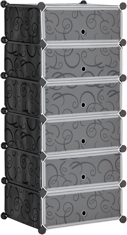 HOMCOM Schuhregal Modulares Regalsystem für 6 Paar Schuhe, Schuhregal 1-tlg, Kunststoff Stahl Schwarz+Weiß 49 x 36,5 x 108 cm Bild 1