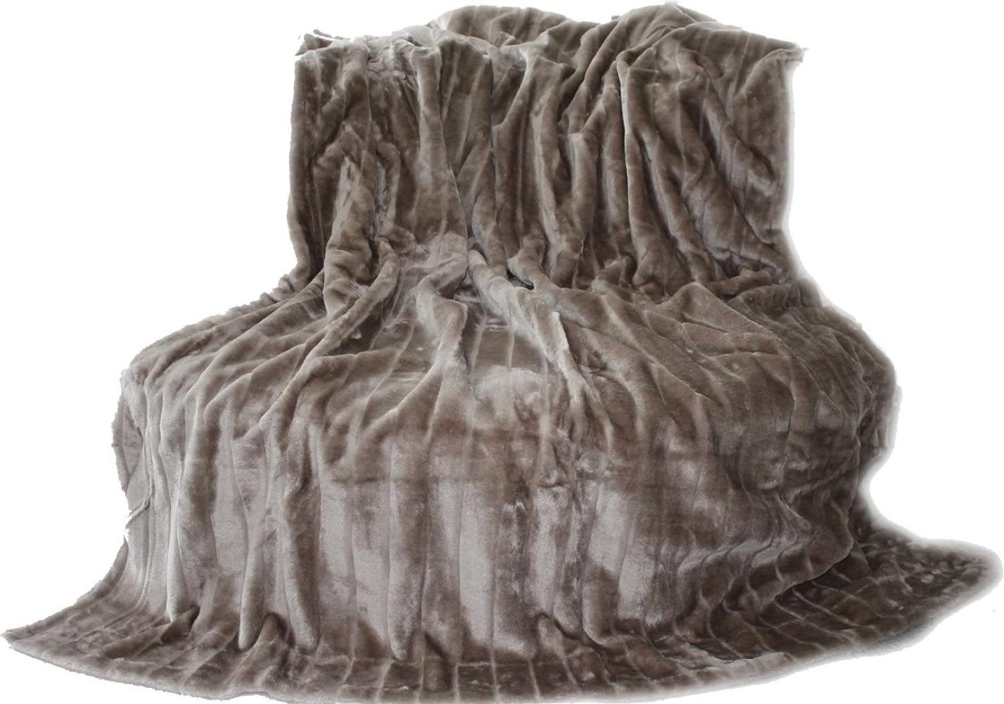 Brandsseller Felldecke, Hochwertige Kuscheldecke, Decke, Wohndecke, Nerzdecke, Plaid, Webpelzdecke, Tagesdecke (150 x 200 cm, Taupe/Grau) Bild 1