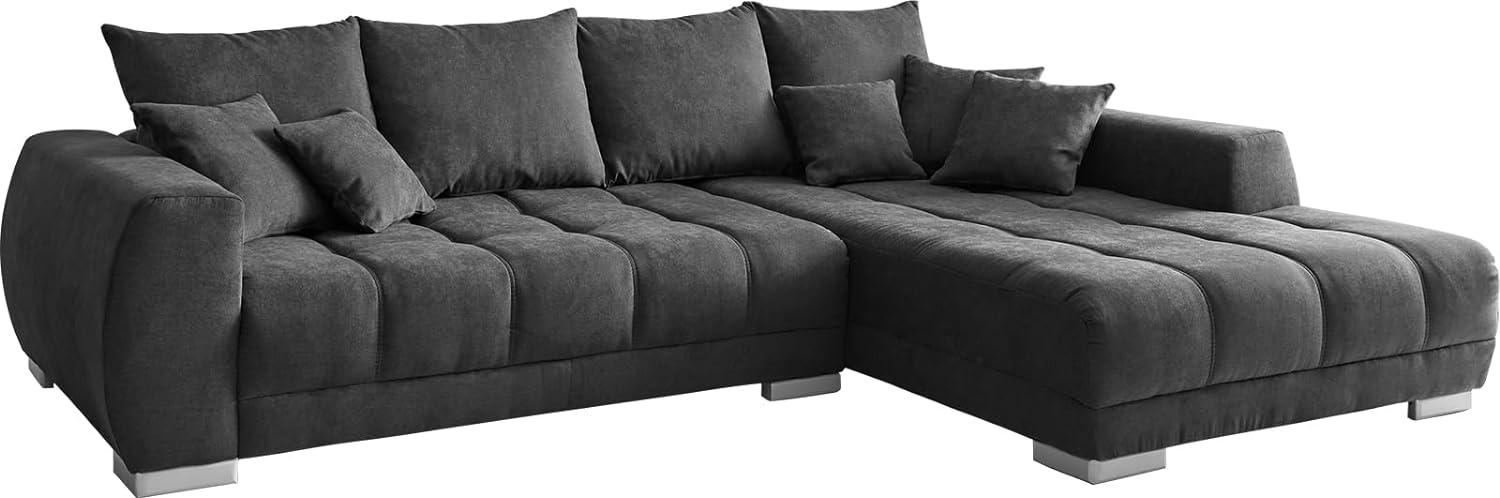 Ecksofa Josea 300x220 cm Mikrofaser Schwarz Recamiere rechts Bild 1