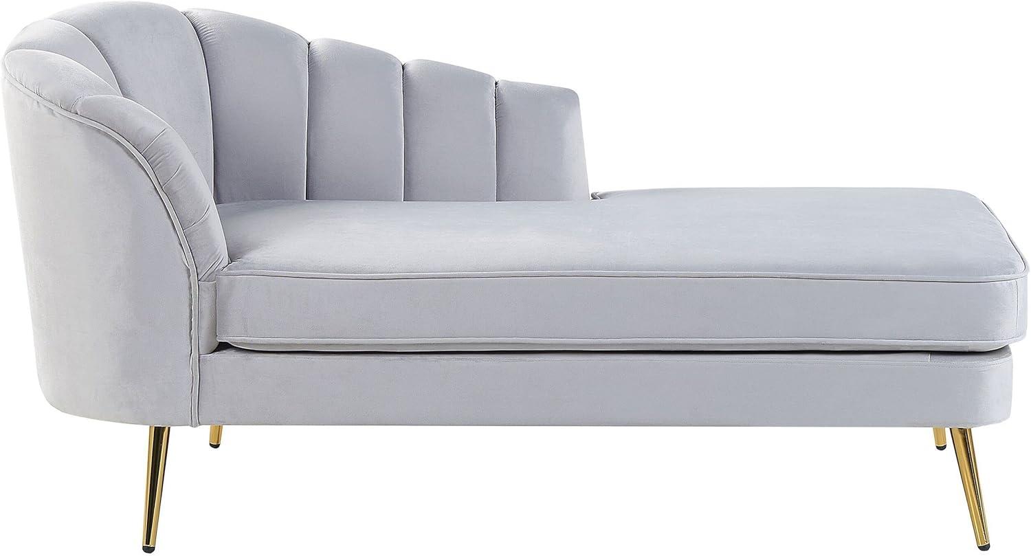 Chaiselongue Samtstoff hellgrau linksseitig ALLIER Bild 1