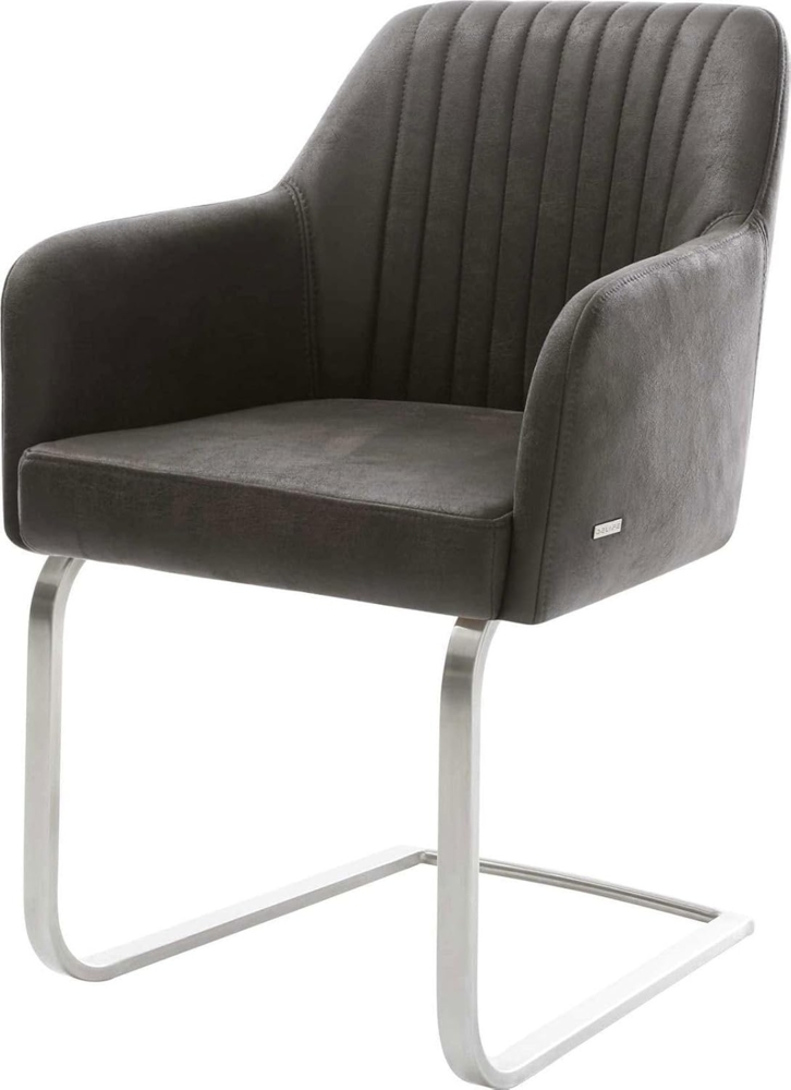 Freischwinger Greg-Flex Mikrofaser Anthrazit Vintage Freischwinger flach Edelstahl Taschenfederkern Bild 1