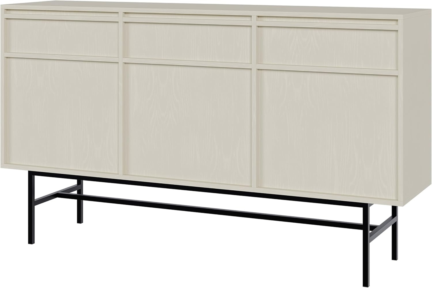 Selsey Evo - Sideboard 3-türig mit 3 Schubladen, Beige mit Metallgestell, 154 cm Bild 1