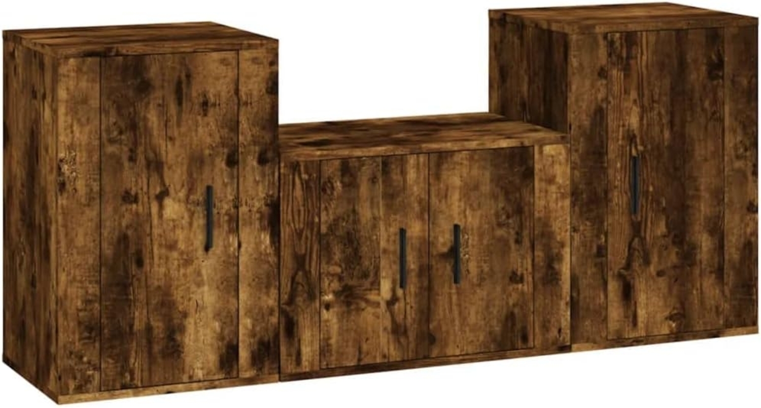 vidaXL 3-tlg. TV-Schrank-Set Räuchereiche Holzwerkstoff 3188499 Bild 1