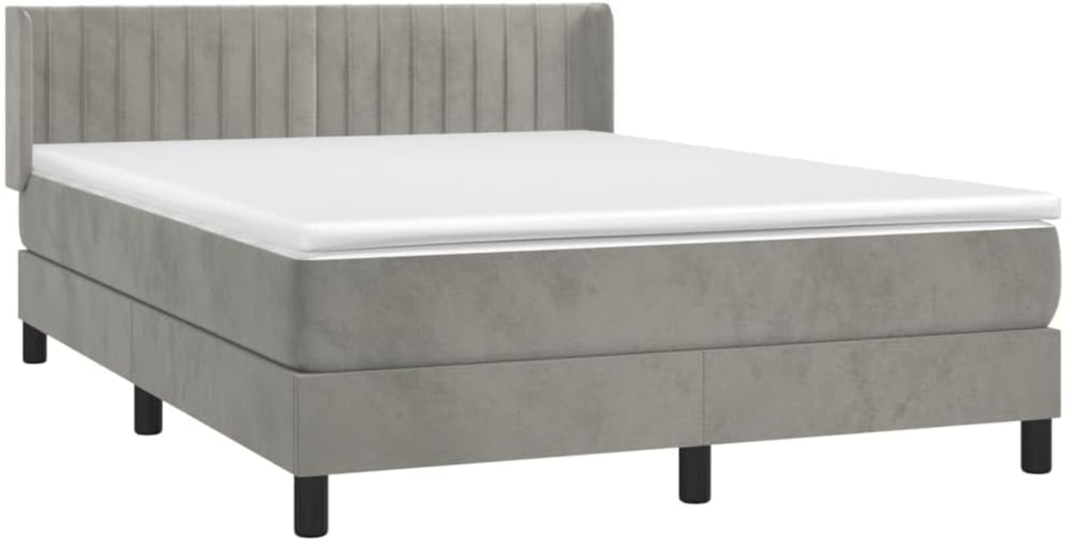 vidaXL Boxspringbett mit Matratze Hellgrau 140x200 cm Samt 3131081 Bild 1