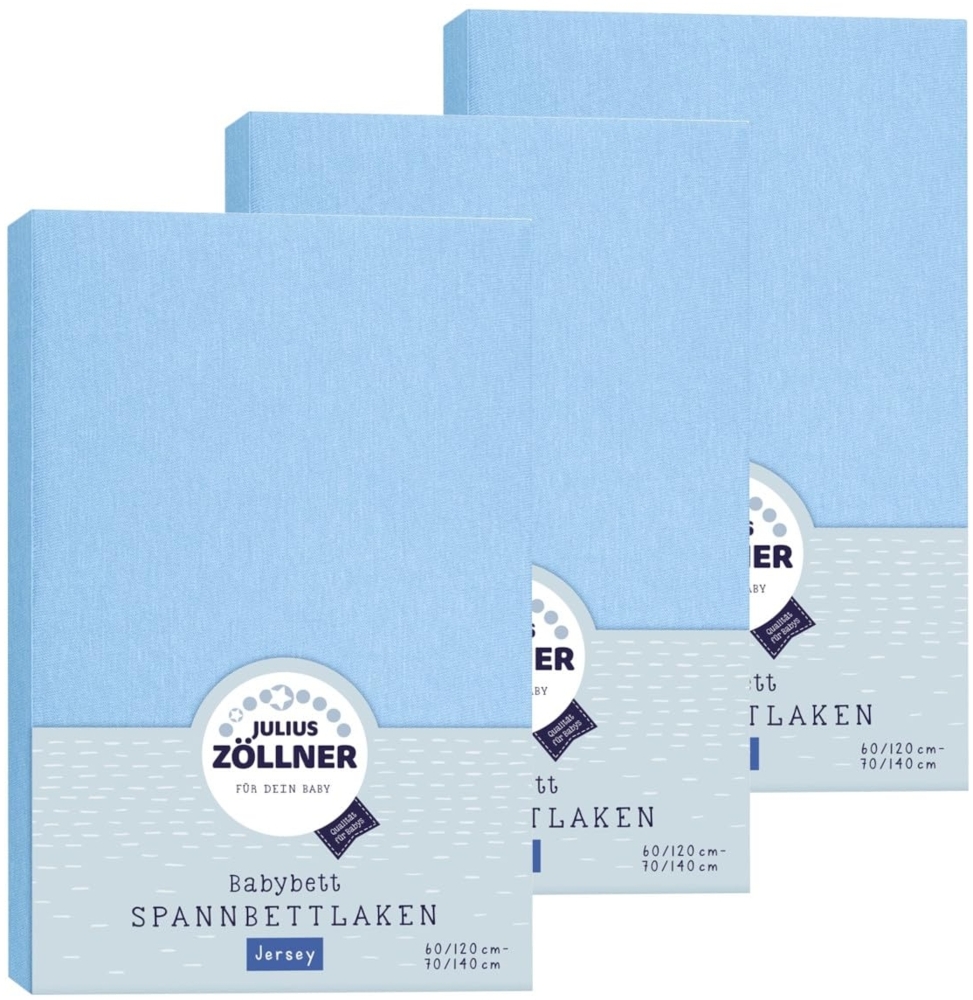 Julius Zöllner Spannbetttuch Jersey 70x140 / 60x120 Hellblau 3er Pack Bild 1