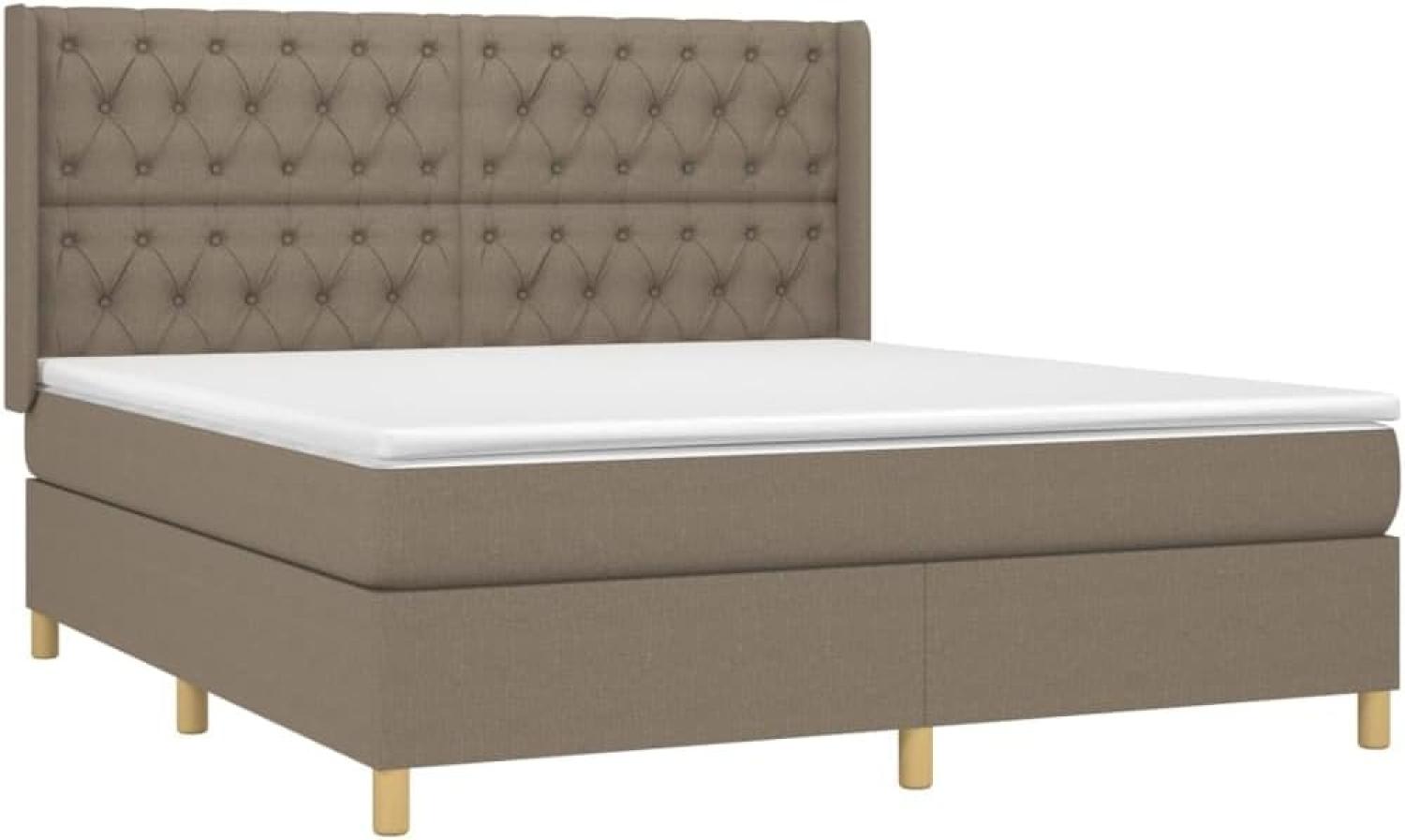 vidaXL Boxspringbett mit Matratze Taupe 160x200 cm Stoff 3132245 Bild 1