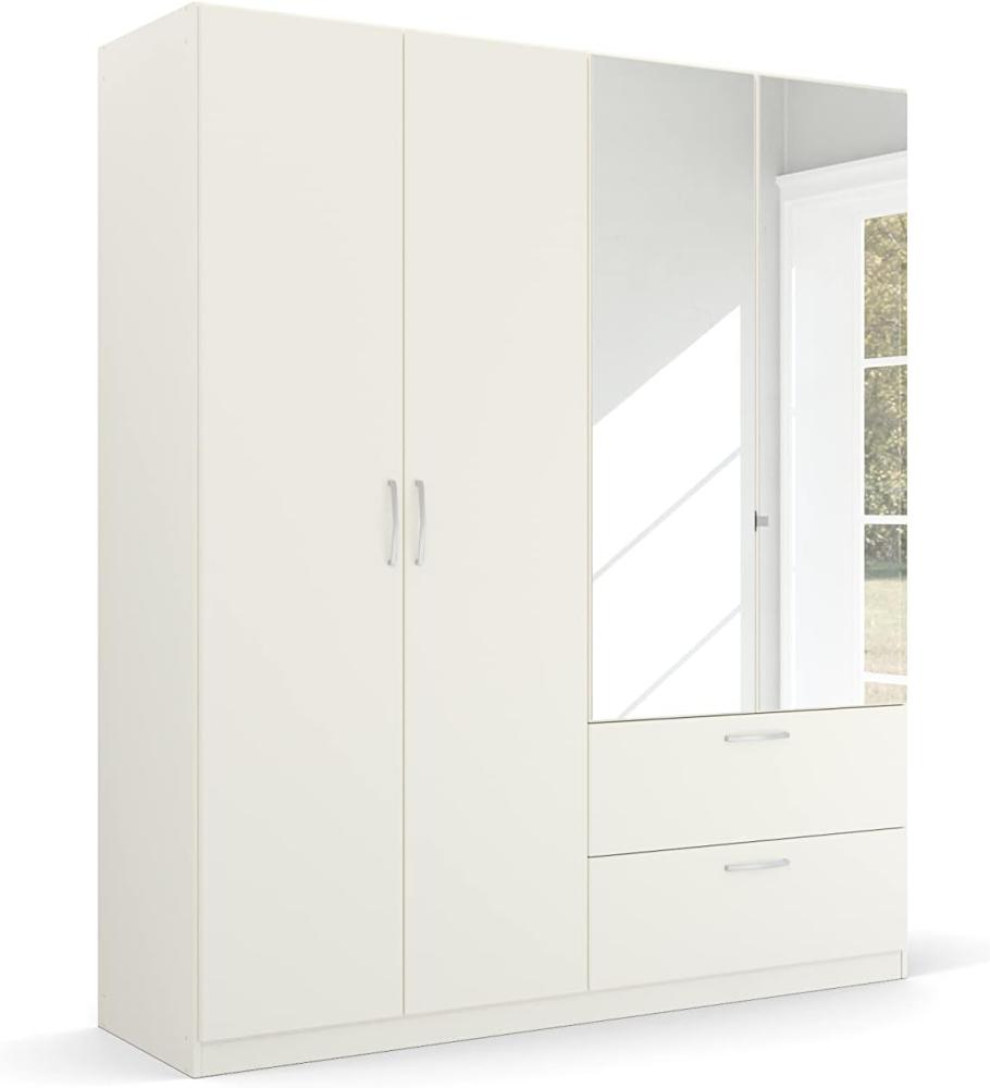 Rauch Möbel Pure by Quadra Spin Schrank Drehtürenschrank, Weiß, 4-trg. mit Spiegel, inkl. 2 Kleiderstangen, 2 Einlegeböden, 2 Schubkästen, BxHxT 181x210x54 cm Bild 1