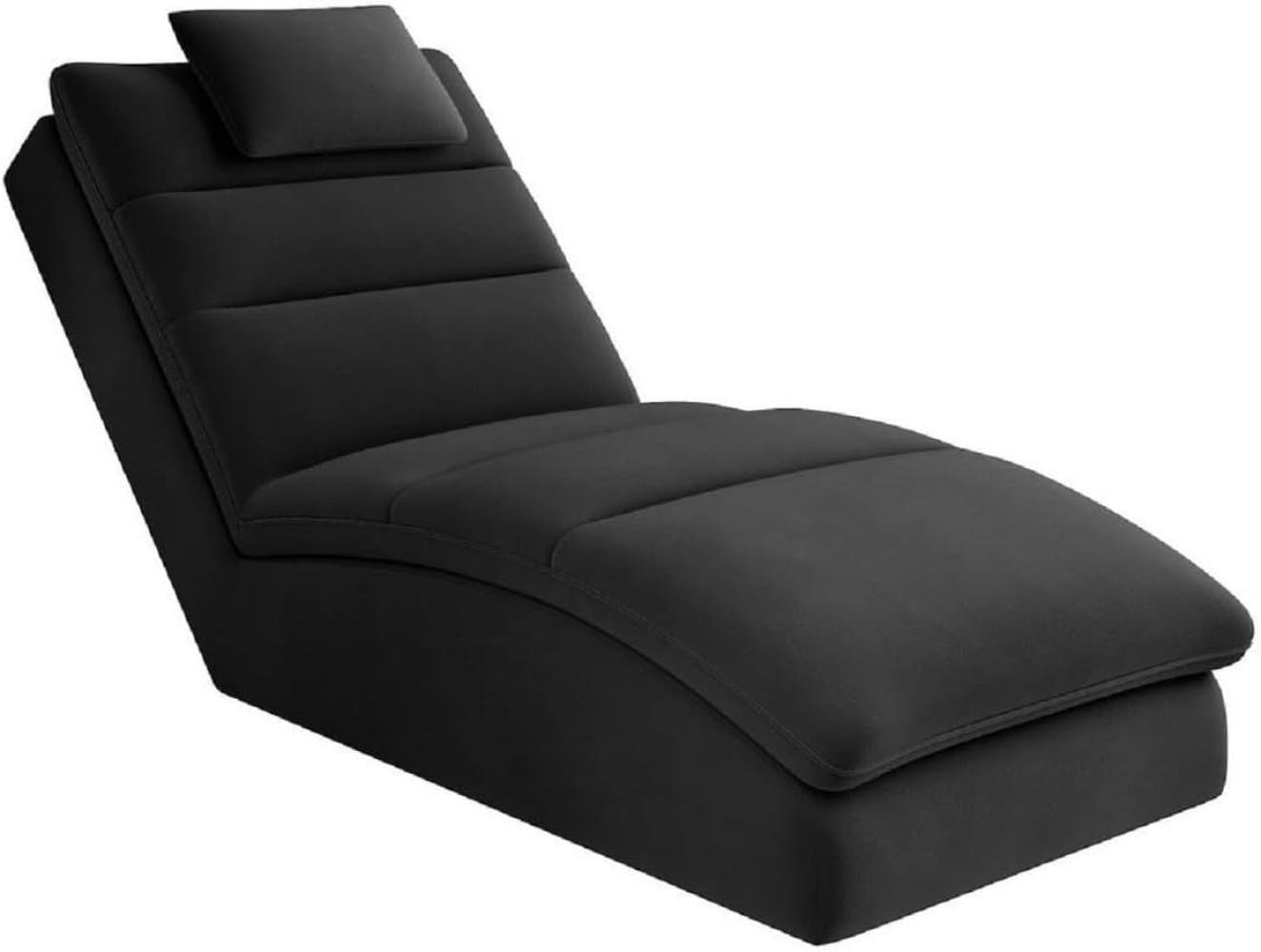 Casa Padrino Luxus Chaiselongue mit Kopfkissen Schwarz 85 x 170 x H. 92 cm - Wohnzimmer Liegesessel - Relexliege - Recamiere - Wohnzimmer Möbel - Luxus Möbel Bild 1