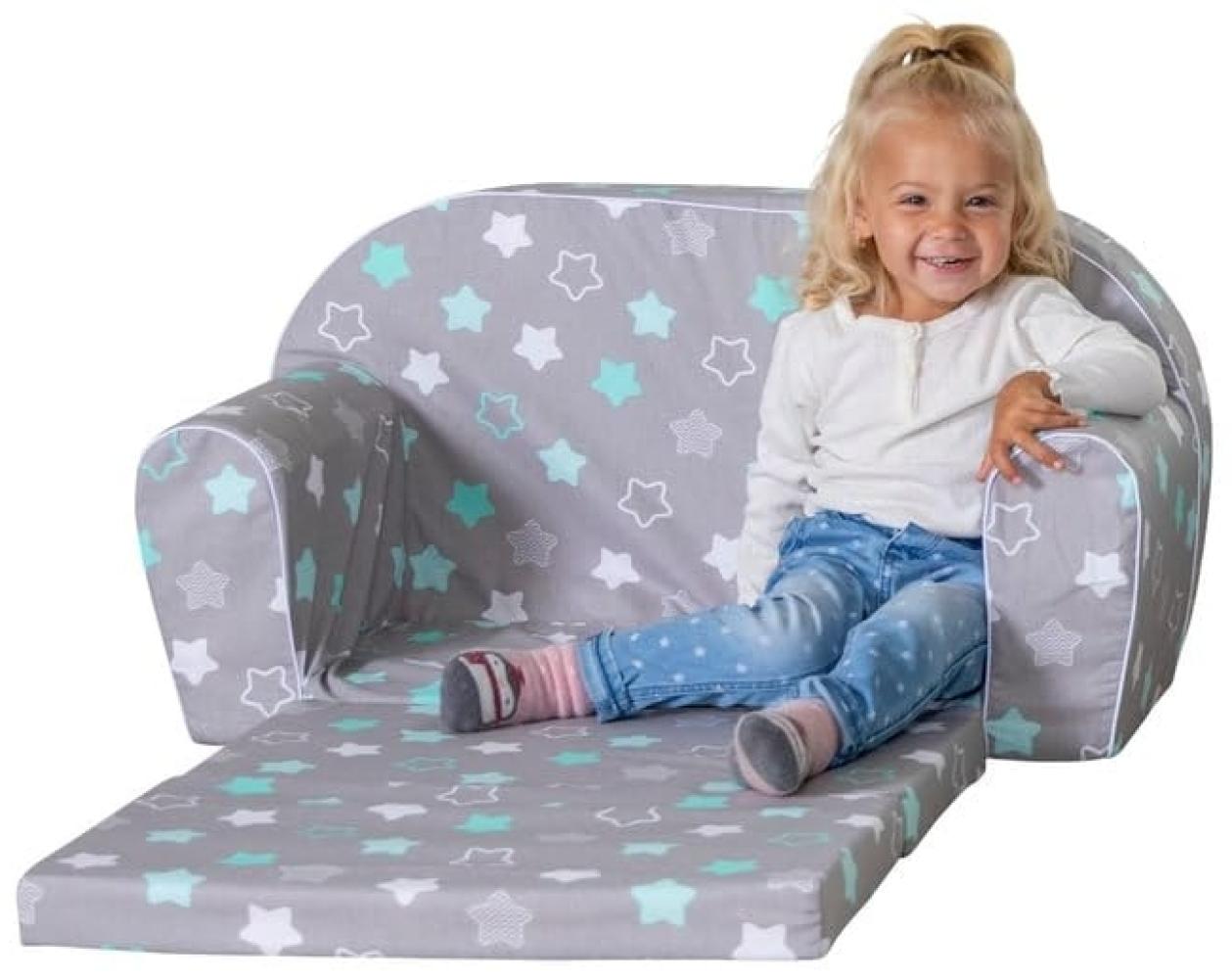 Besttoy - Kindersofa - Sterne - grau/weiß/türkis Bild 1