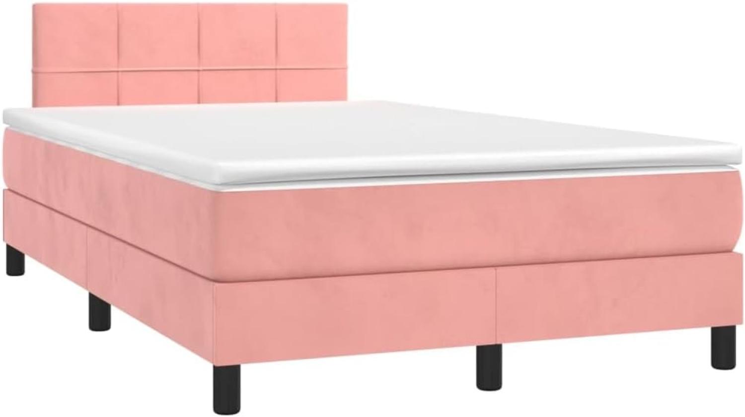 vidaXL Boxspringbett mit Matratze Rosa 120x200 cm Samt 3141298 Bild 1